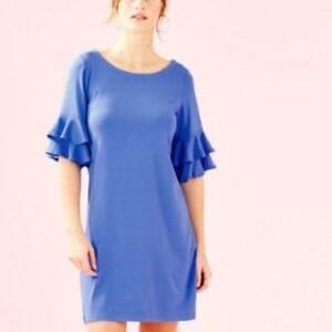 Lilly Pulitzer Lula Ruffle Sleeve Dress Coastal Blue Size Medium
